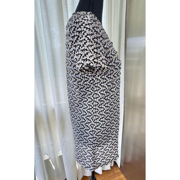 Vintage 70s top/tunic, black, white, brown abstract op-art pattern, mini dress - Picture 7 of 10